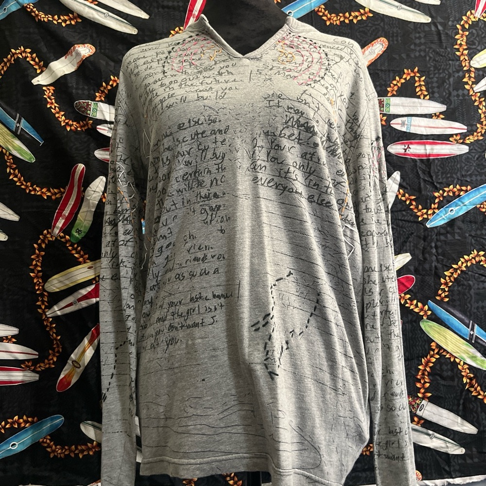 Gray Long Sleeve Graphic Top